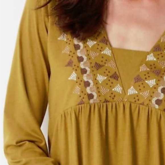 J. Jill Embroidered Boho Tunic Top Size M Cotton Tencel Blend - Picture 4 of 10